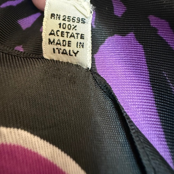 Vera Neumann Vintage Italian Acetate Scarf 🇮🇹 – Pink & Purple Floral Burst - Picture 8 of 9